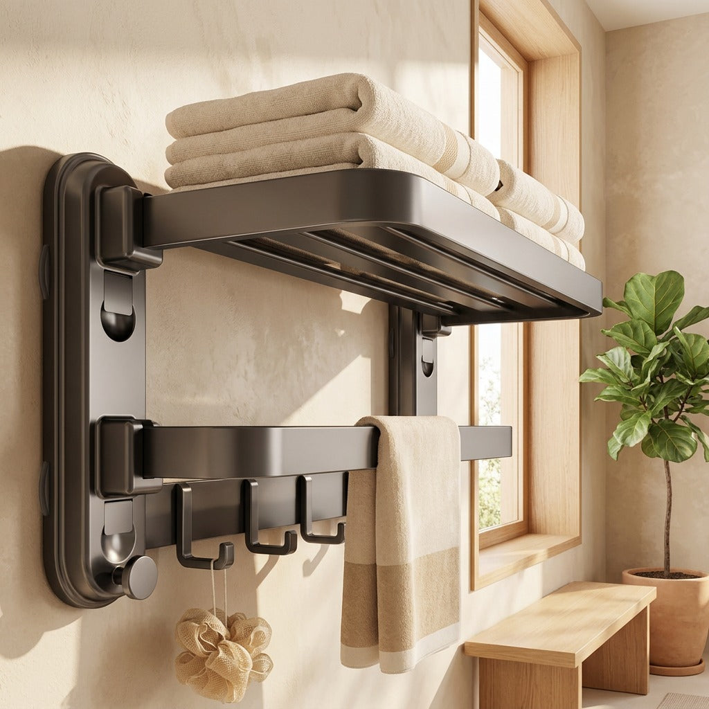 Stickrail™ Suction Cup Bathroom Towel Rack in a calm home setting