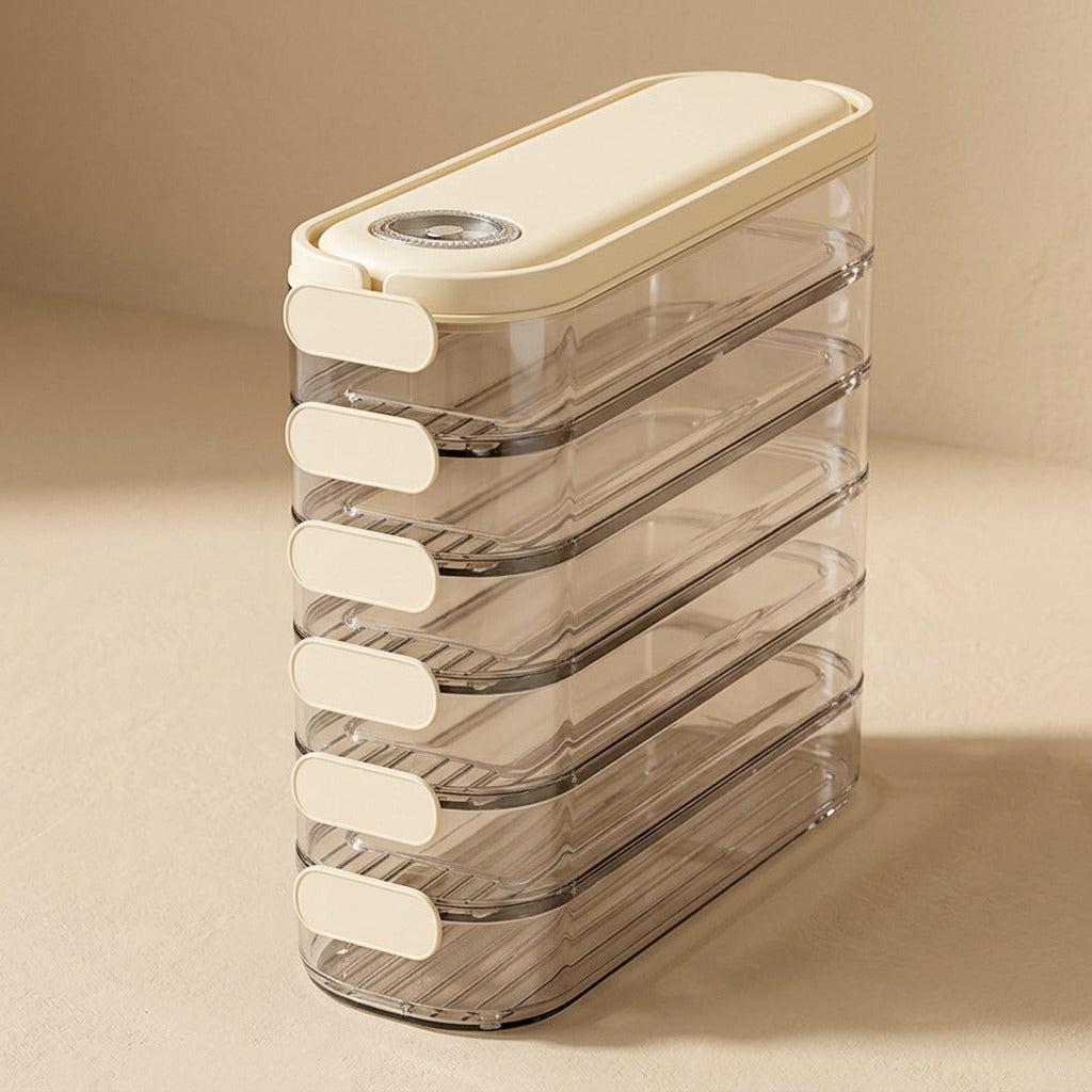 Doughdock™ Plastic Dumpling Storage Box, material and detail close-up