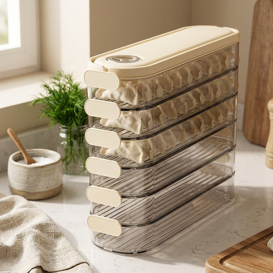 Doughdock™ Plastic Dumpling Storage Box, styled close view