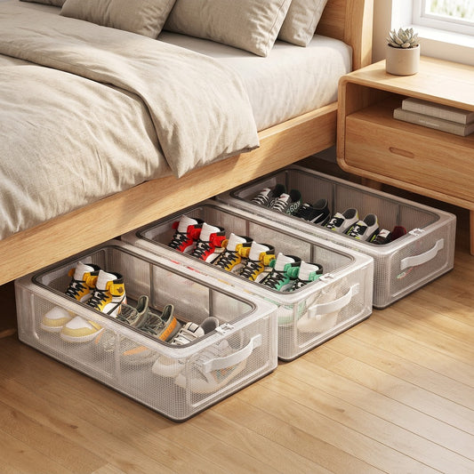 Shoeview™ Transparent Shoe Storage Box in a calm home setting