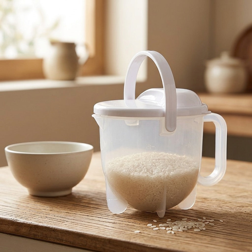 Ricewash™ Plastic Rice Washing Basket, styled close view