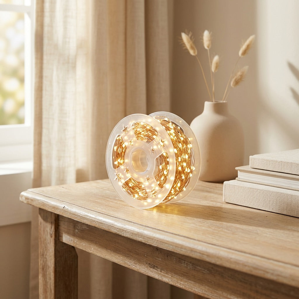 Emberstrand™ Copper Wire String Lights, styled close view