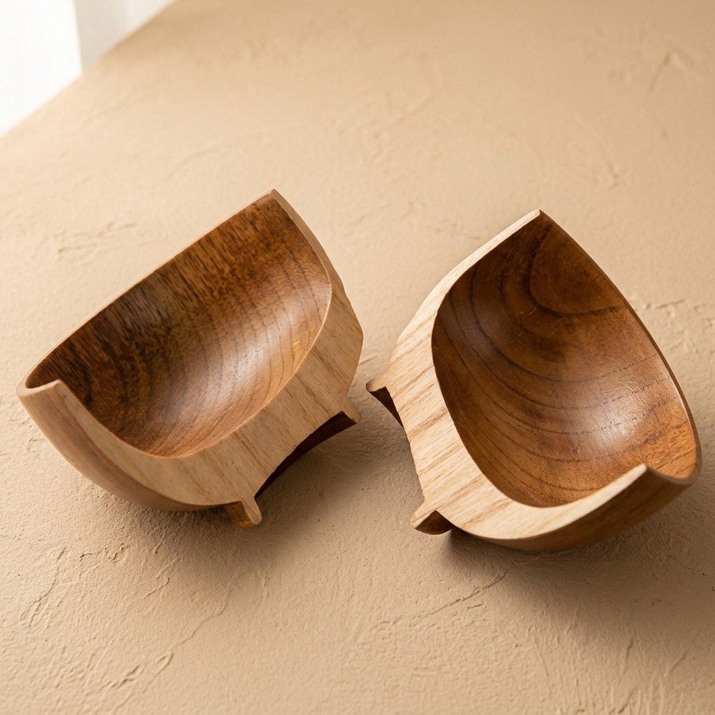 Grainbowl™ Wooden Rice Bowl Set, material and detail close-up