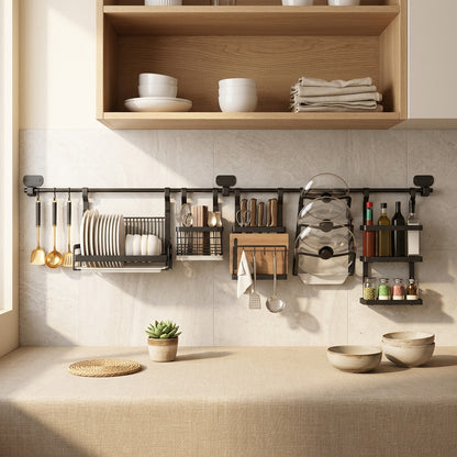 Rackwell™ Stainless Steel Kitchen Storage Rack in a calm home setting