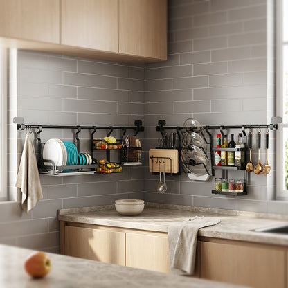 Rackwell™ Stainless Steel Kitchen Storage Rack, styled close view