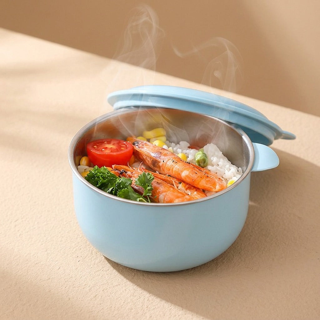 Sealbowl™ 304 Stainless Steel Bowl With Lid, material and detail close-up
