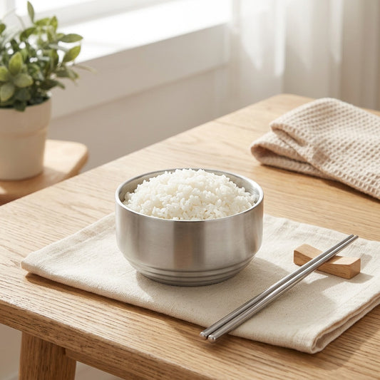 Ricegleam™ 304 Stainless Steel Rice Bowl in a calm home setting