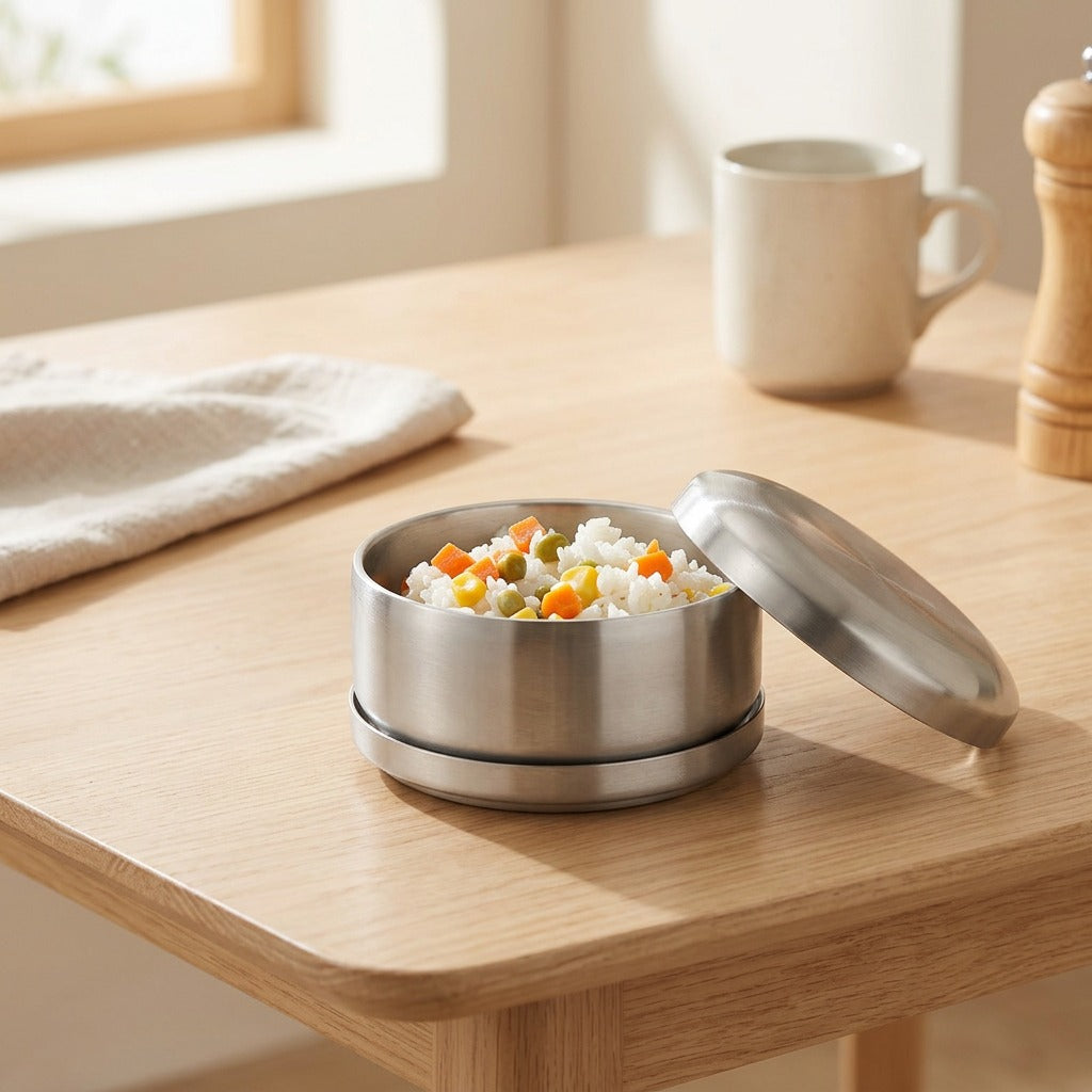 Ricegleam™ 304 Stainless Steel Rice Bowl, styled close view