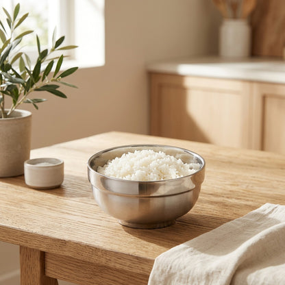 Bowlshine™ Stainless Steel Rice Bowl in a calm home setting