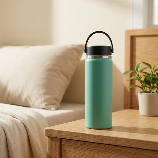 Pacequench™ 20oz Stainless Steel Sports Water Bottle in a calm home setting