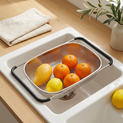 Drainhold™ Stainless Steel Sink Drain Basket in a calm home setting