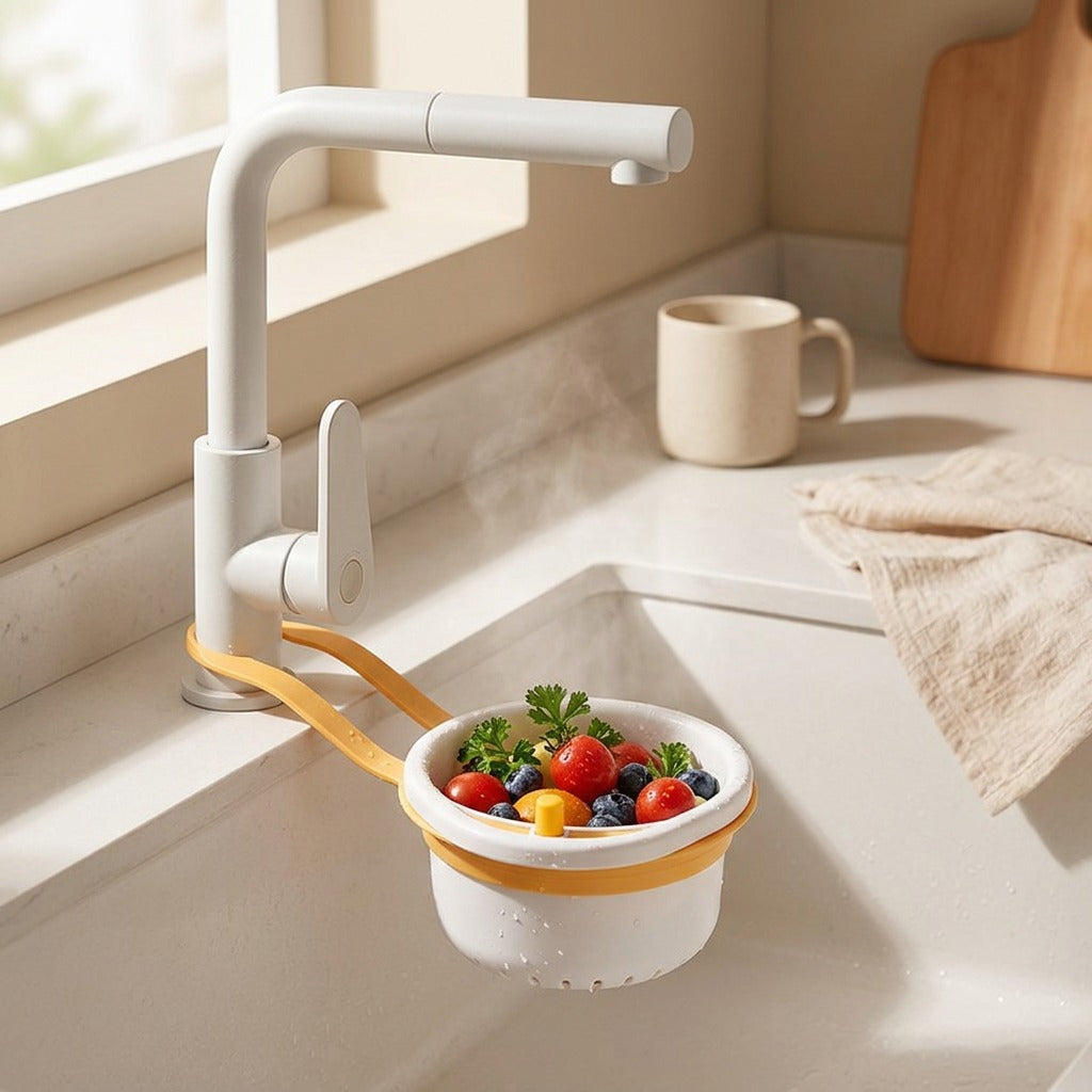 Hangcatch™ PP Hanging Sink Drain Basket, styled close view