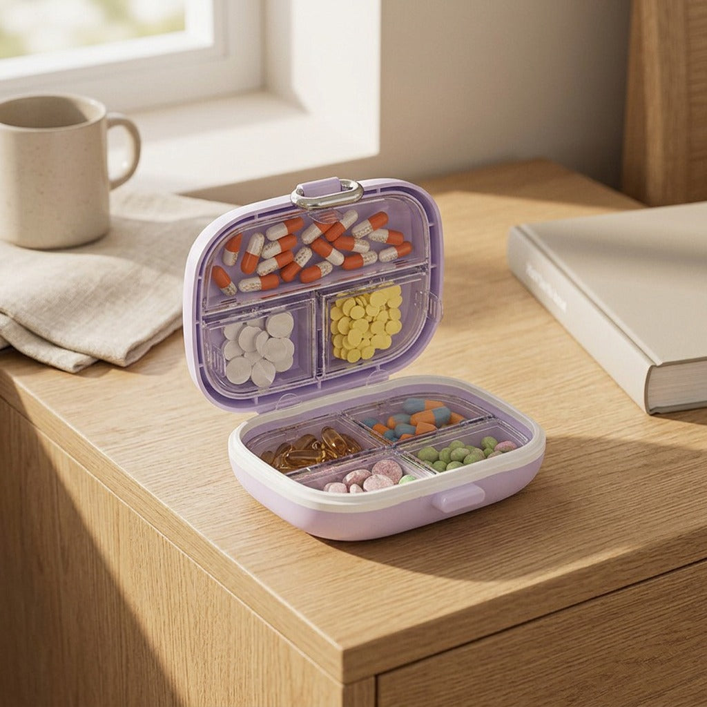Daykeeper™ Seven-Day Pill Organizer Box, styled close view