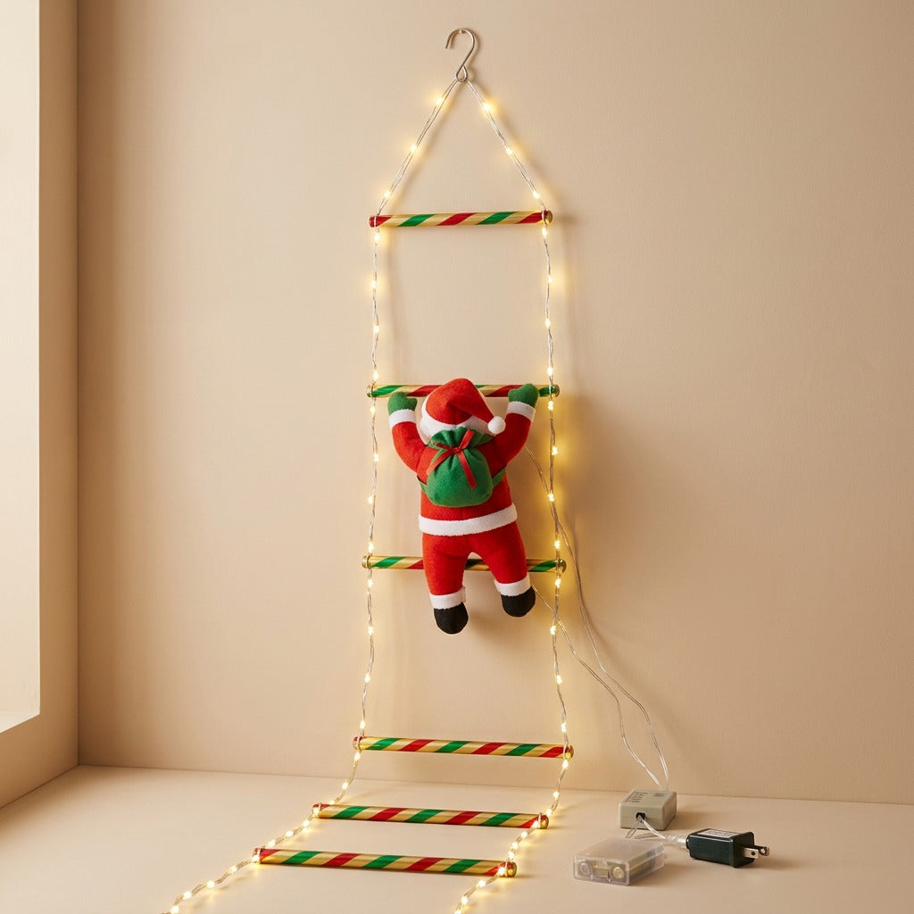 Clausglow™ Santa Claus Christmas Ladder Lights, material and detail close-up