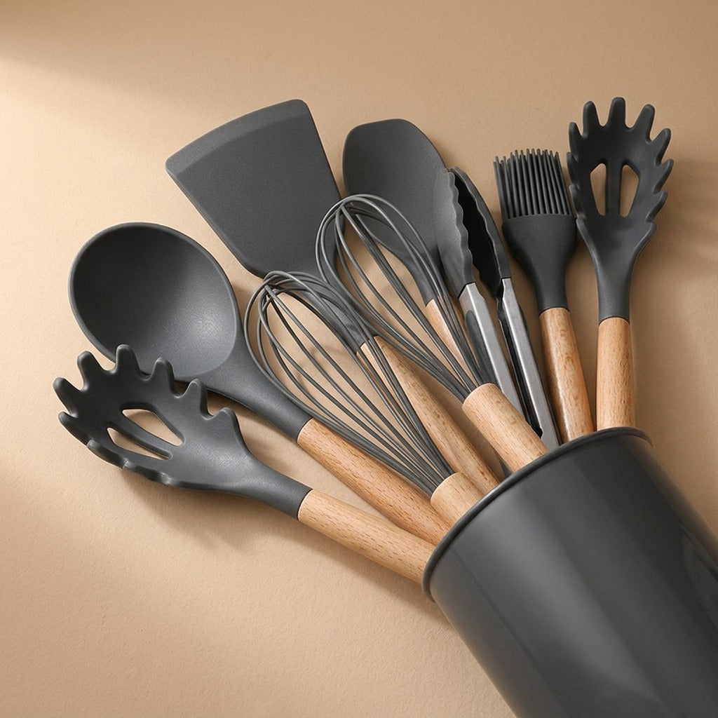 Silikit™ 12-Piece Silicone Kitchen Utensil Set, material and detail close-up
