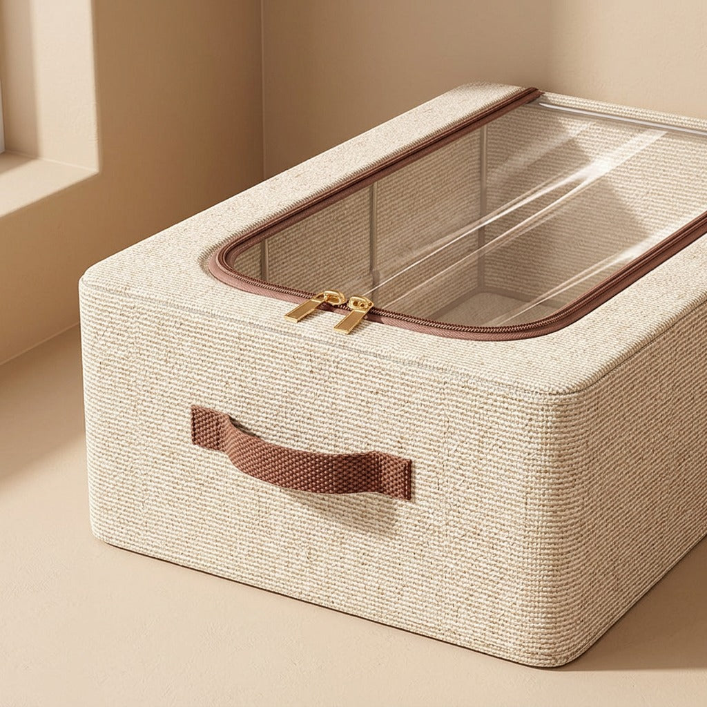 Shoenest™ Foldable Covered Shoe Storage Box, material and detail close-up