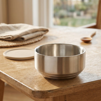 Riceluster™ Stainless Steel Rice Bowl, styled close view