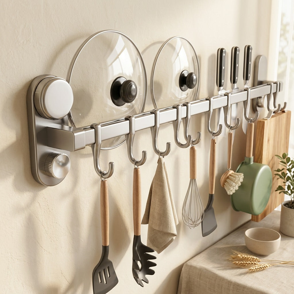 Panledge™ Aluminum Kitchen Storage Rack in a calm home setting