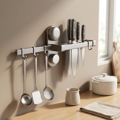 Panledge™ Aluminum Kitchen Storage Rack, styled close view