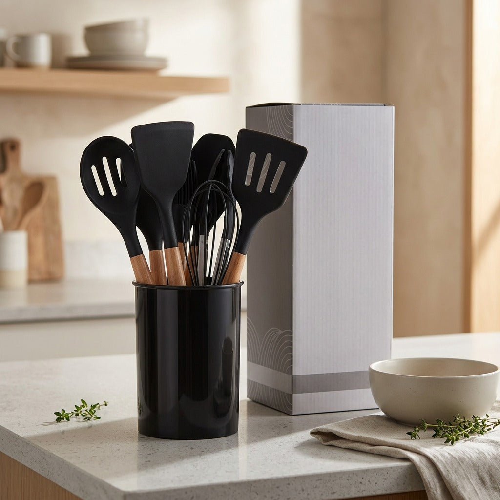 Scrapeflex™ 12-Piece Silicone Spatula Set, styled close view