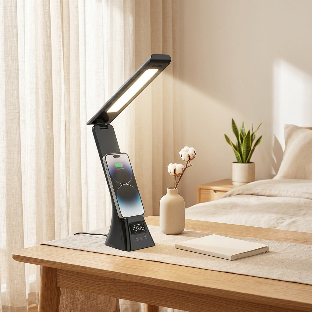 Chargebeam™ 15W Wireless Charging Desk Lamp in a calm home setting