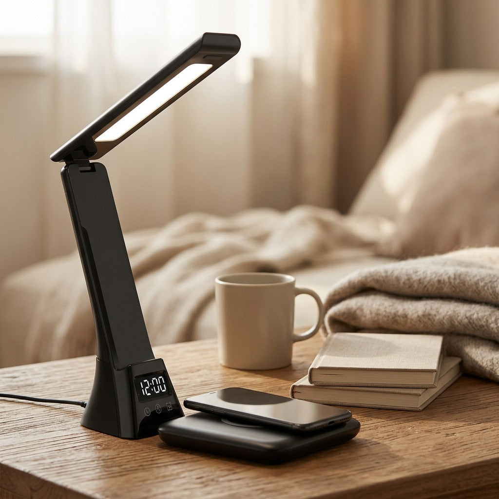 Chargebeam™ 15W Wireless Charging Desk Lamp, styled close view