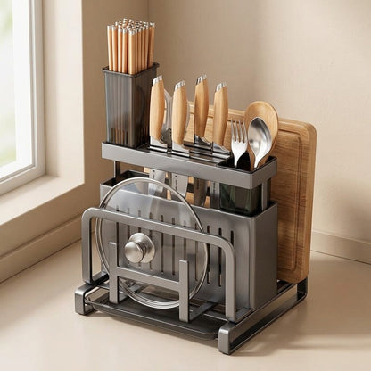 Tooltuck™ Carbon Steel Kitchen Utensil Rack, material and detail close-up