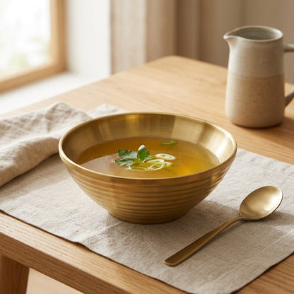 Brothnest™ Stainless Steel Soup Bowl, styled close view