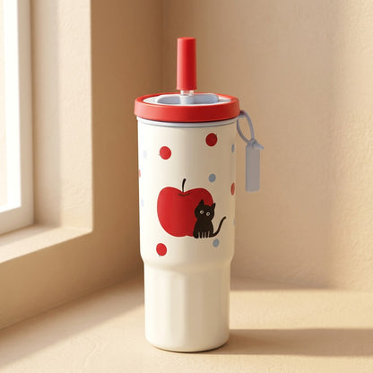 Sipshelter™ 304 Stainless Steel Straw Thermos Cup, material and detail close-up