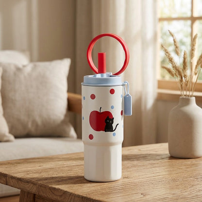 Sipshelter™ 304 Stainless Steel Straw Thermos Cup, styled close view