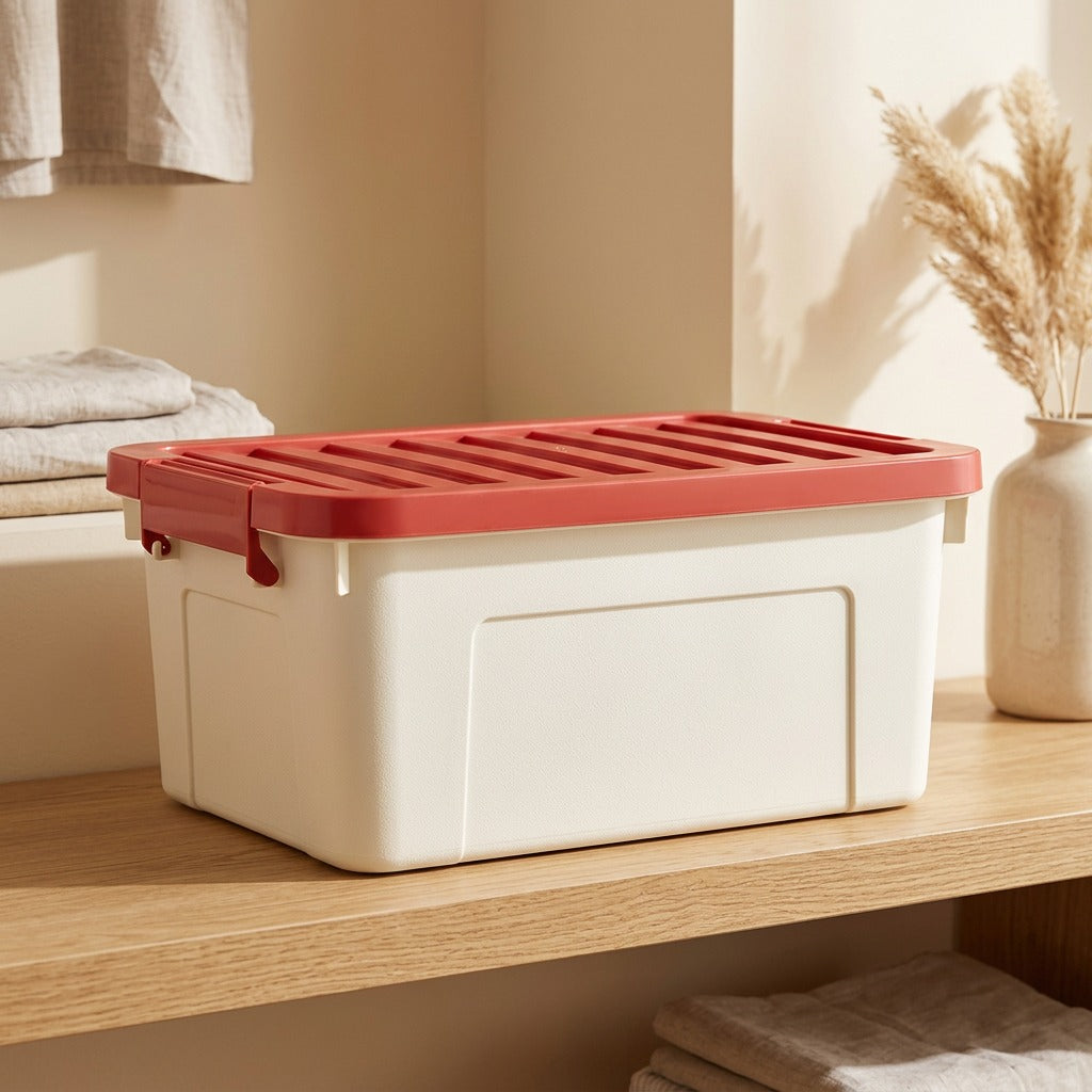 Dustguard™ Dust-Proof Plastic Storage Box in a calm home setting
