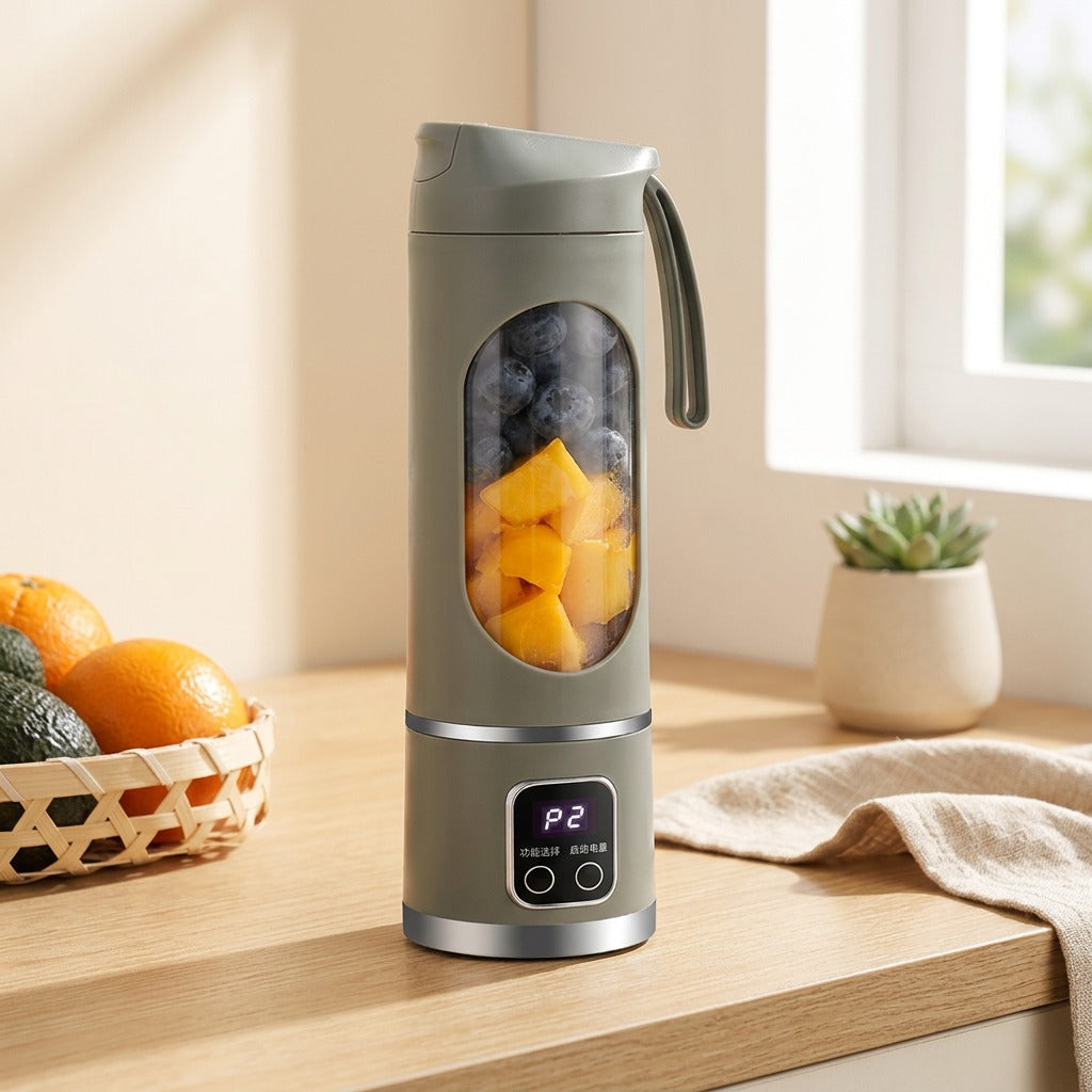Plugpour™ USB Portable Juicer Cup in a calm home setting