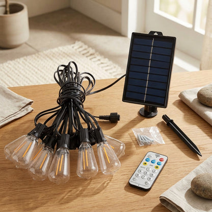 Spareglow™ Solar Light String With Spare Bulbs, styled close view