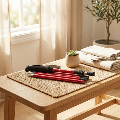 Quintfold™ 5-Section Aluminum Trekking Pole in a calm home setting
