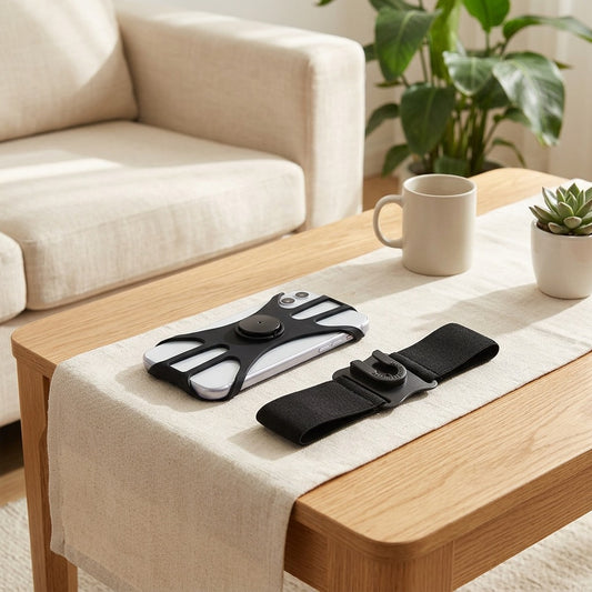 Turnloop™ Detachable Rotating Arm-Wrist Phone Case in a calm home setting