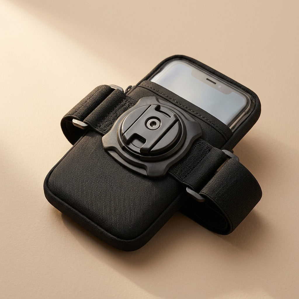Turnpouch™ Rotating Mobile Phone Arm Bag, material and detail close-up