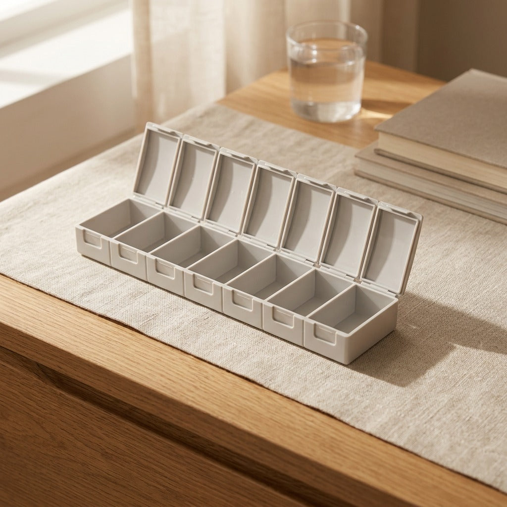 Weekwell™ 7-Compartment Pill Box, styled close view
