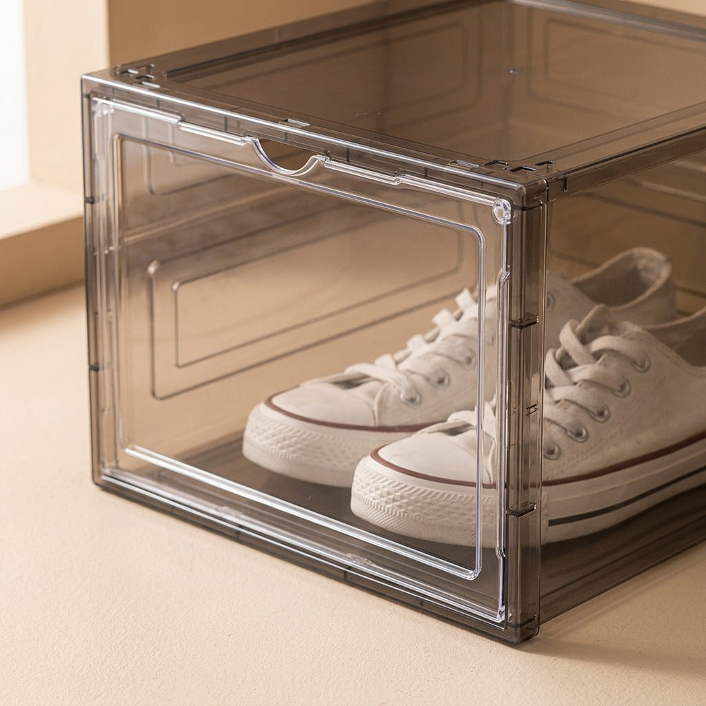 Clearslot™ Transparent Plastic Shoe Storage Box, material and detail close-up