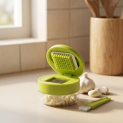 Minimash™ Mini ABS Plastic Garlic Press, styled close view