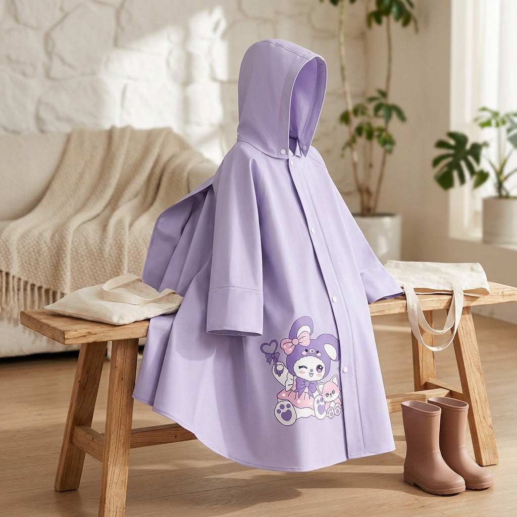 Evacape™ Children’s EVA Raincoat Poncho, styled close view