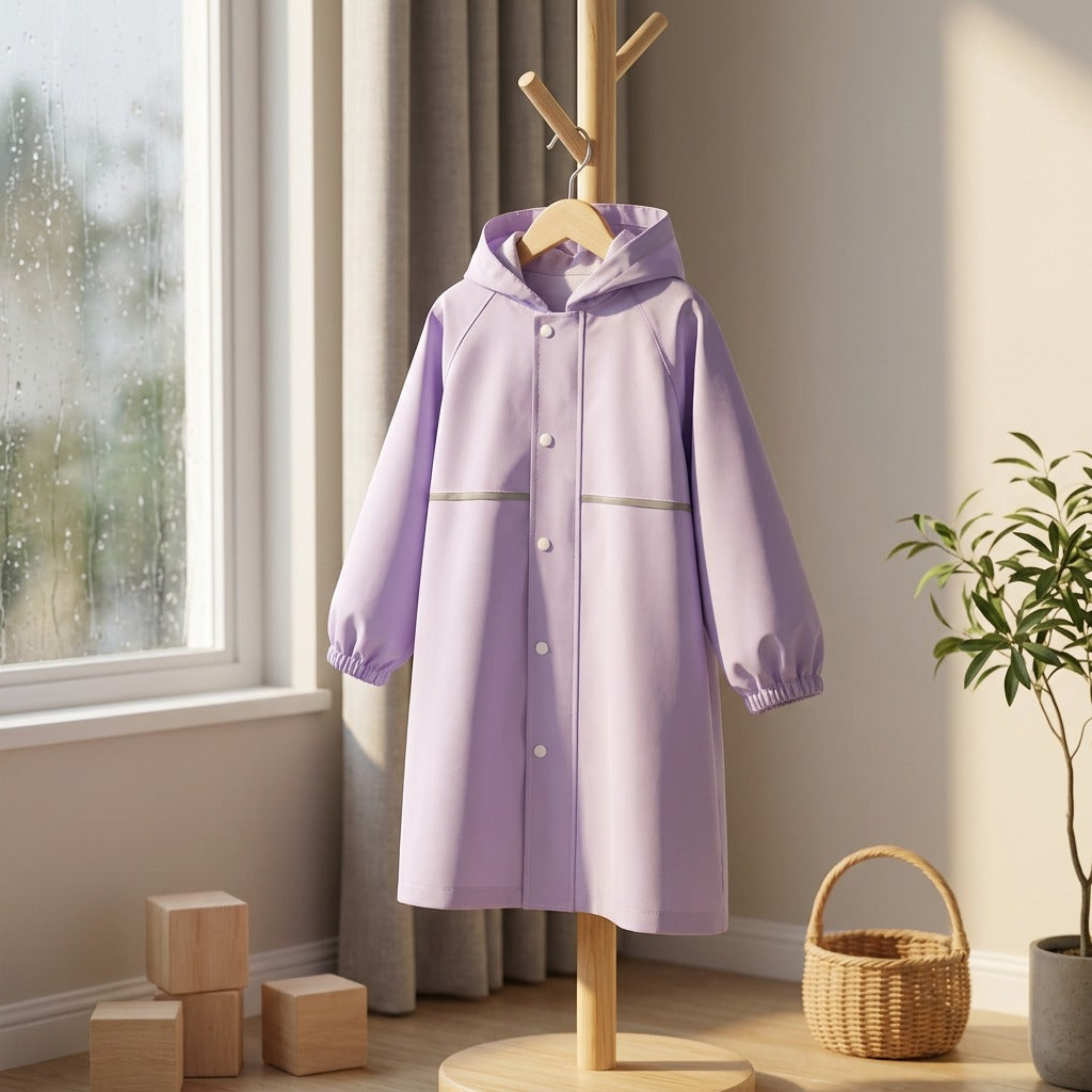 Ponchopop™ Kids Pongee Rain Poncho, styled close view