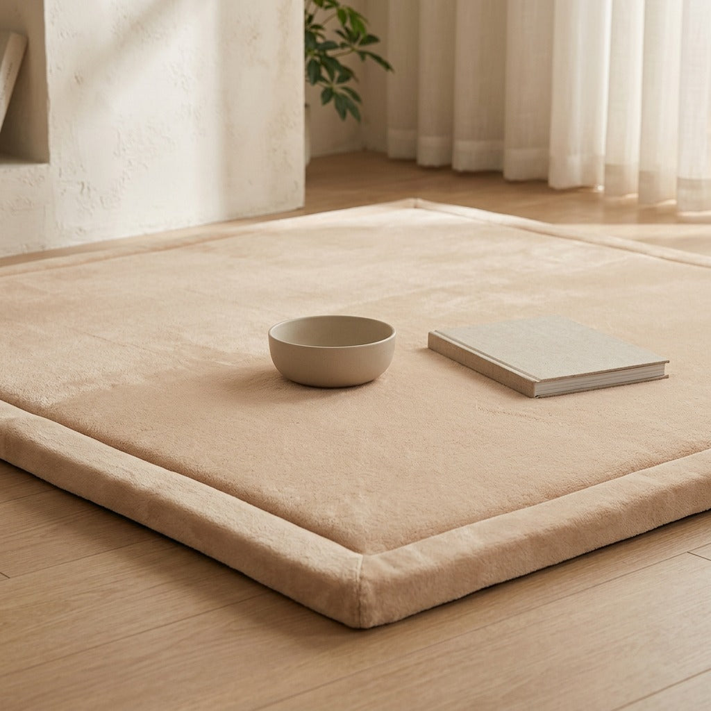 Plushpad™ Coral Velvet Floor Mat, styled close view