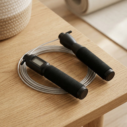 Ropetrack™ Electronic Counting Steel Wire Jump Rope, styled close view