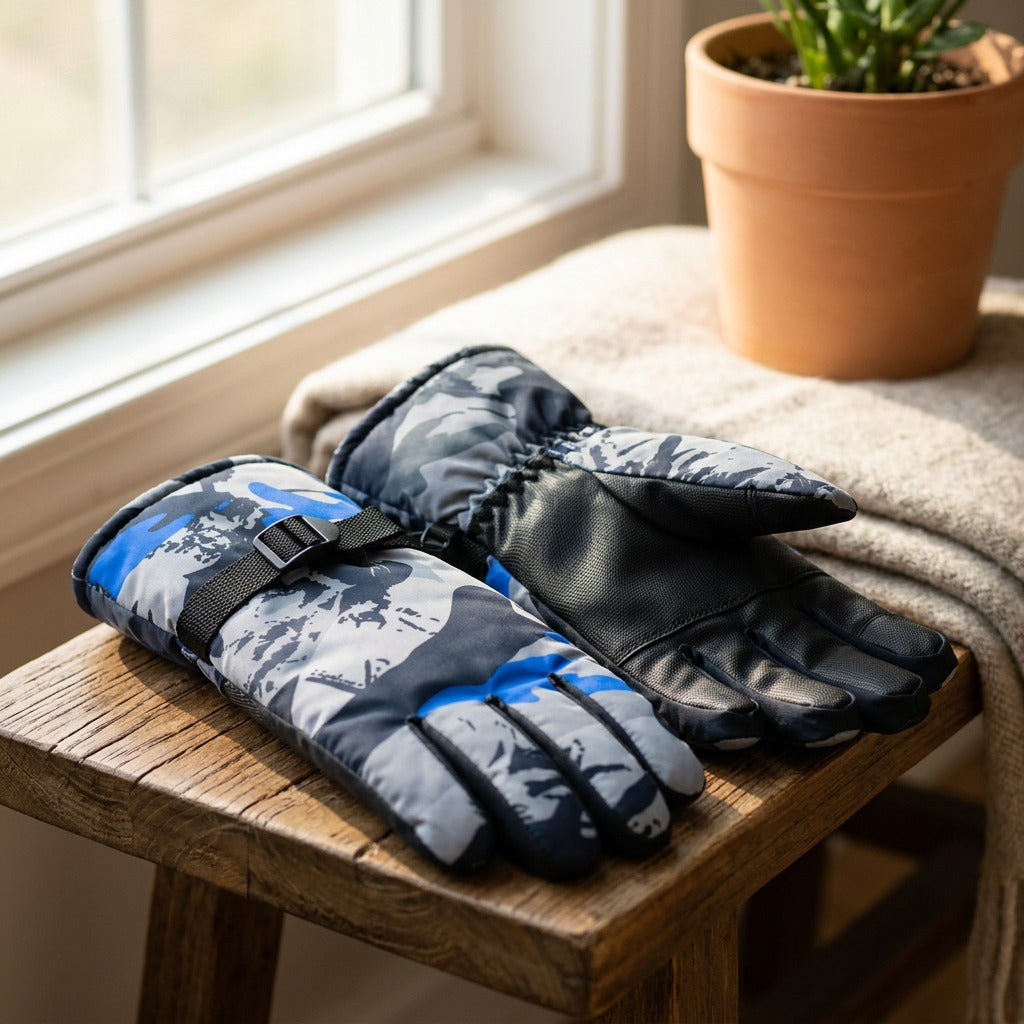 Frostgrip™ Camouflage Winter Warm Gloves, styled close view