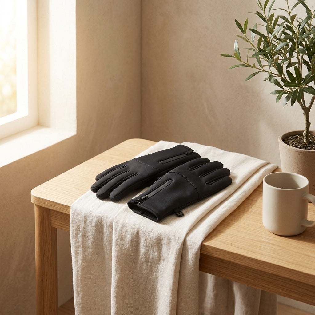Warmgrip™ Winter Cycling Gloves in a calm home setting