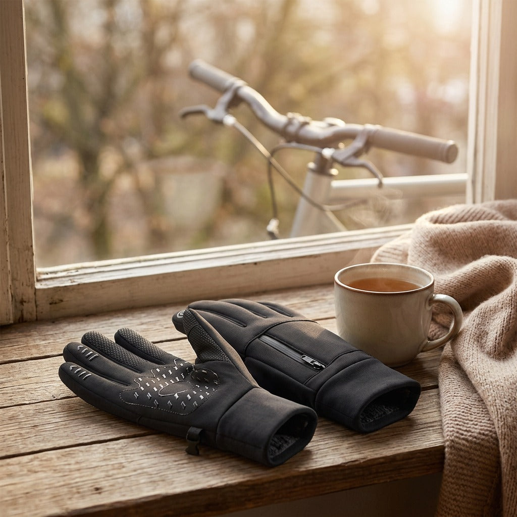 Warmgrip™ Winter Cycling Gloves, styled close view