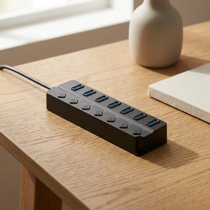 Sevenport™ USB 3.0 Seven-Port Hub, styled close view