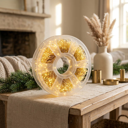 Coppergleam™ LED Copper Wire Christmas Light String, styled close view