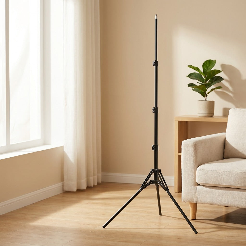 Phonebeam™ 1.6m Floor-Standing Phone Light Tripod in a calm home setting