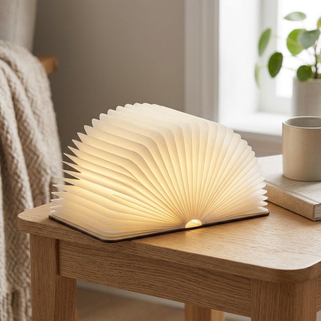 Pageglint™ Folding Book Light With Three-Color LED, styled close view